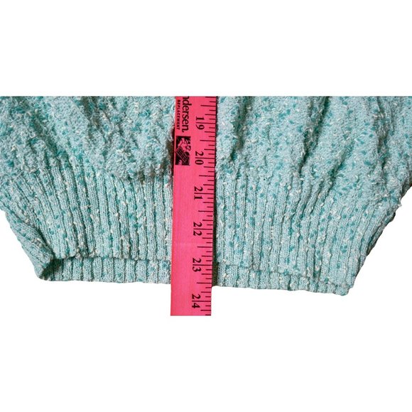 Vintage 1970s Centennial Knits LTD USA Made Blue Smocked V-Neck Short Sleeve Top - Picture 7 of 10